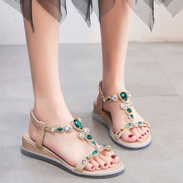 dropshipping women summer bohemia diamond sandals ladies t-strap open toe wedge sandals rhinestones beach shoes woman, Black
dropshipping women summer bohemia diamond sandals ladies t-strap open toe wedge sandals rhinestones beach shoes woman, Black