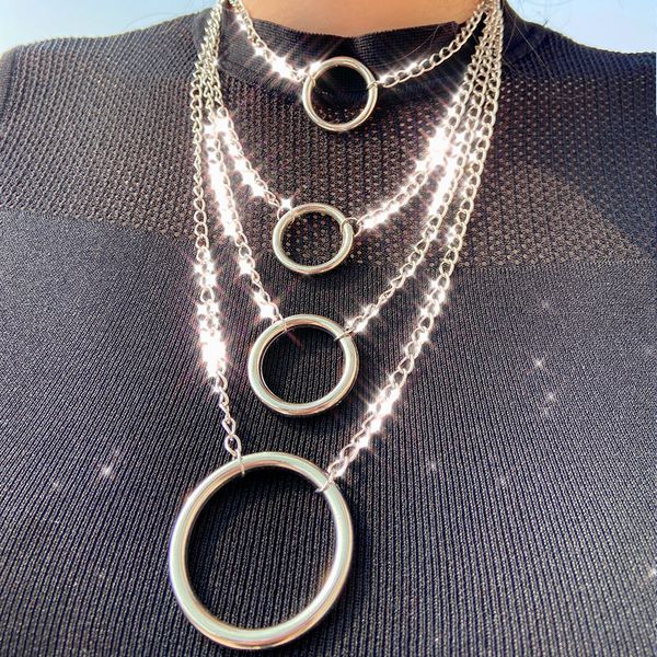just feel punk multi layer chain choker necklace collar statement metal round circle pendant necklace for women fashion jewelry, Silver
just feel punk multi layer chain choker necklace collar statement metal round circle pendant necklace for women fashion jewelry, Silver