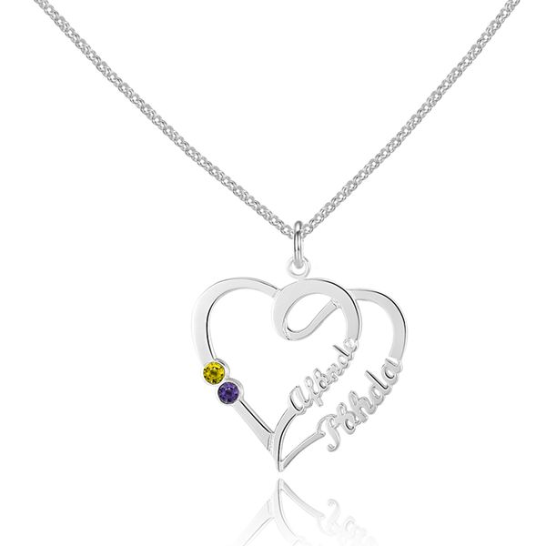 love heart pendant custom name necklace with birthstones nameplate for women personalized jewelry, Silver
love heart pendant custom name necklace with birthstones nameplate for women personalized jewelry, Silver
