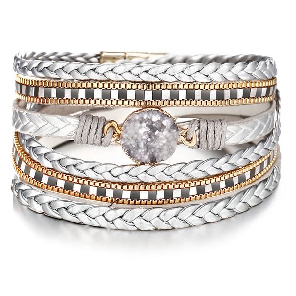 women silver color wrap bracelets female multilayer natural stone leather bracelet vintage handmade braided trendy jewelry gifts, Golden;silver
women silver color wrap bracelets female multilayer natural stone leather bracelet vintage handmade braided trendy jewelry gifts, Golden;silver