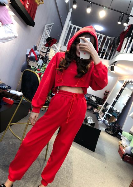 2019 autumn women's two piece set casual hoodies croped and pants elastic tracksuits jogging cotton sweatsuits, Gray
2019 autumn women's two piece set casual hoodies croped and pants elastic tracksuits jogging cotton sweatsuits, Gray
