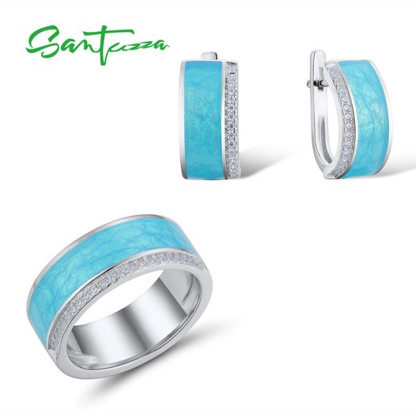 santuzza 925 silver jewelry set for women blue enamel veins dazzling cz earrings ring set simple elegant fine jewelry handmade, Black
santuzza 925 silver jewelry set for women blue enamel veins dazzling cz earrings ring set simple elegant fine jewelry handmade, Black