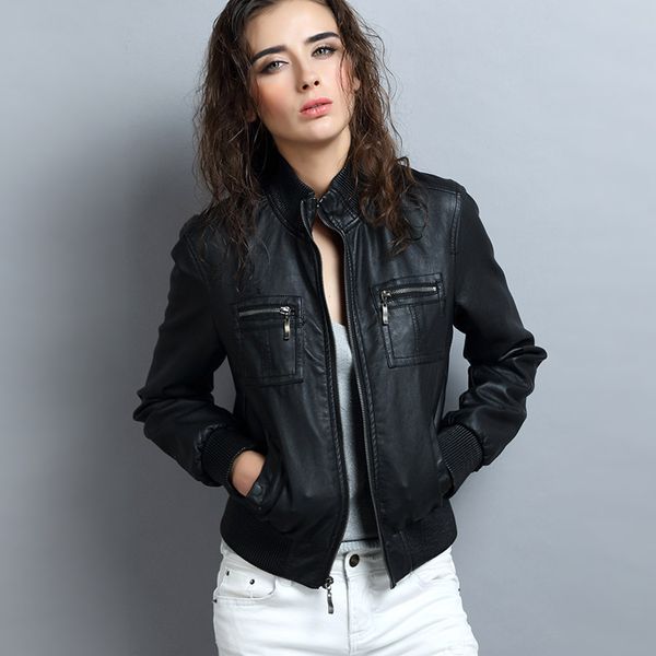 fashion short design leather jacket women faux leather clothing coat zipper stand collar slim autumn winter 2017 jackets, Black
fashion short design leather jacket women faux leather clothing coat zipper stand collar slim autumn winter 2017 jackets, Black
