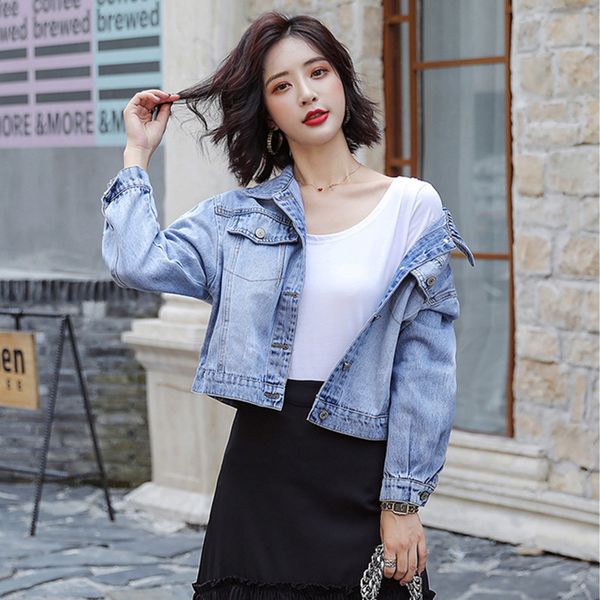 fashion personality denim jacket 2019spring autumn korean version of the self-cultivation college wind casual short denim jacket, Black;brown
fashion personality denim jacket 2019spring autumn korean version of the self-cultivation college wind casual short denim jacket, Black;brown