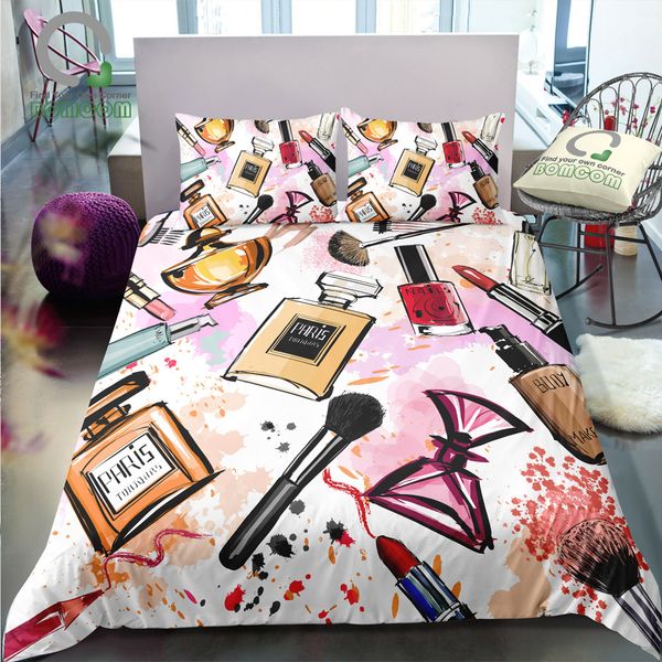 bomcom 3d digital printing duvet cover set perfume bottle lash curler brush lipstick cosmatic bedding set 100% microfiber
bomcom 3d digital printing duvet cover set perfume bottle lash curler brush lipstick cosmatic bedding set 100% microfiber
