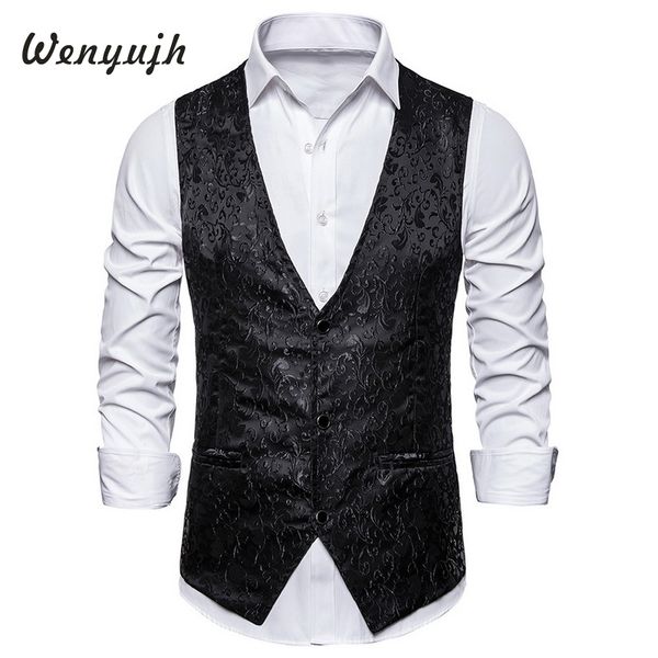 wenyujh 2019 luxury gold print steampunk vest men brand night club prom suit vest men waistcoat wedding formal vests, Black;white
wenyujh 2019 luxury gold print steampunk vest men brand night club prom suit vest men waistcoat wedding formal vests, Black;white
