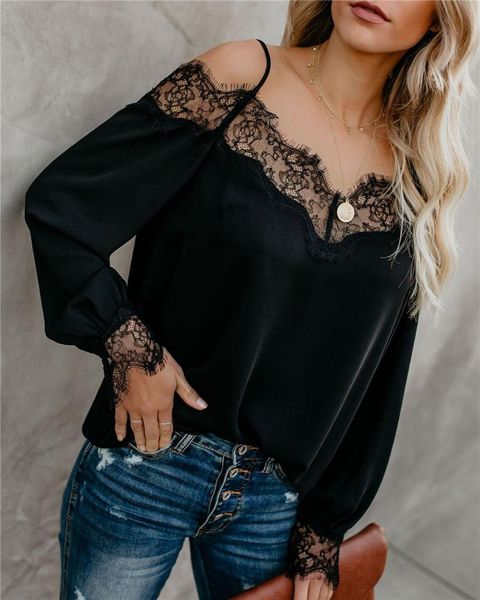 lace womens designer long sleeve tshirts slash neck slip panelled womens tees casual females clothing, White
lace womens designer long sleeve tshirts slash neck slip panelled womens tees casual females clothing, White