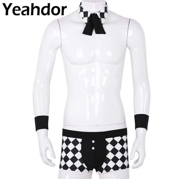 3pcs sissy gay men maids butler cosplay costume lingerie outfit black white plaid boxer briefs underwear with collar handcuffs
3pcs sissy gay men maids butler cosplay costume lingerie outfit black white plaid boxer briefs underwear with collar handcuffs