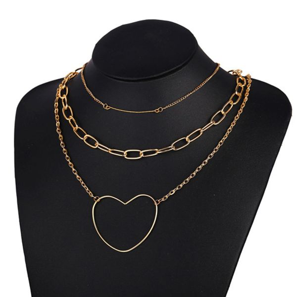 vintage trendy pendant necklace three layers golden color heart love geometric choker necklaces for women girls party gift jewelry, Silver
vintage trendy pendant necklace three layers golden color heart love geometric choker necklaces for women girls party gift jewelry, Silver