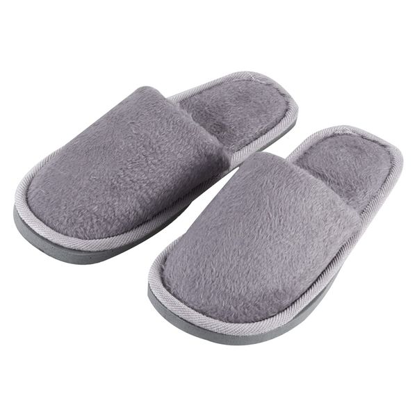 slippers men gray fleeces house soft winter warm uk 8.5 for feet length 27 cm, Black
