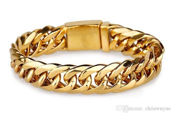 2019 fashion men luxury thick chain men's bracelets & bangles never fade golden bracelet stainless steel jewelry, Black
2019 fashion men luxury thick chain men's bracelets & bangles never fade golden bracelet stainless steel jewelry, Black