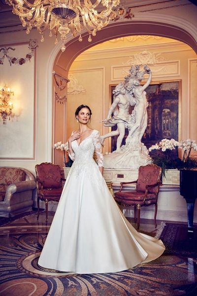 quarter sleeves lace appliques a-line wedding dresses 2020 formal satin modest women bridal gowns customized vestidos de marriage cheap, White
quarter sleeves lace appliques a-line wedding dresses 2020 formal satin modest women bridal gowns customized vestidos de marriage cheap, White