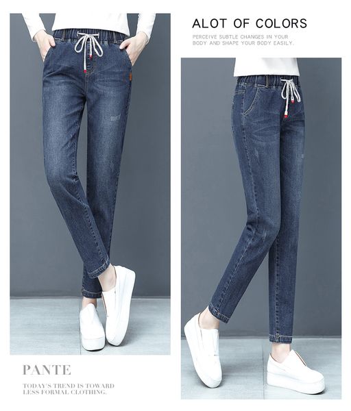 the blue the new female elastic waist jeans wears outside foot trousers han edition fashion joker small straight canister
the blue the new female elastic waist jeans wears outside foot trousers han edition fashion joker small straight canister
