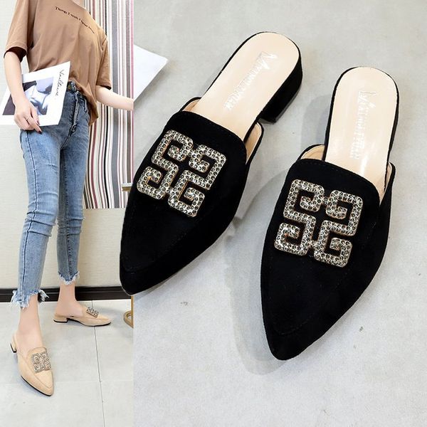 2020 spring and summer new slipper women's thick heel pointed mules shoes comfortable casual slippers, Black
2020 spring and summer new slipper women's thick heel pointed mules shoes comfortable casual slippers, Black