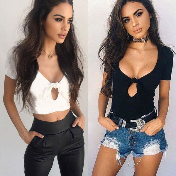 summer knitted sleeve t-shirt fashion women crop casual short sleeve v-neck t-shirt tee summer, White
summer knitted sleeve t-shirt fashion women crop casual short sleeve v-neck t-shirt tee summer, White