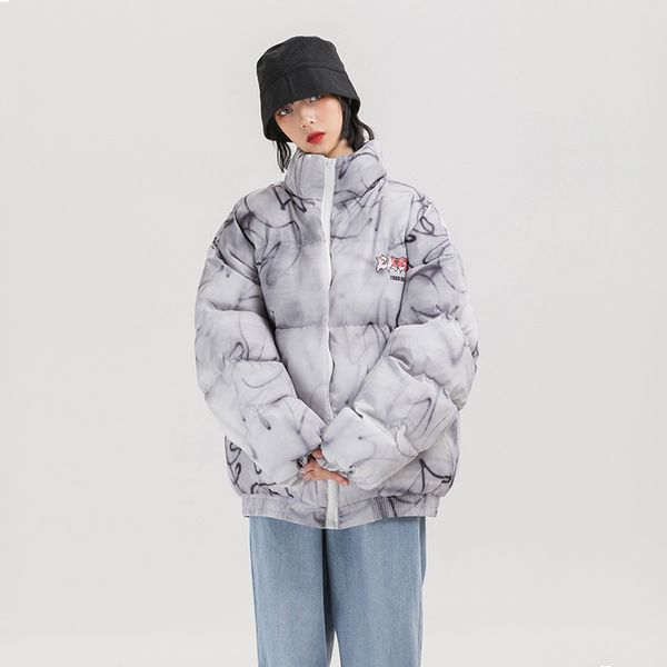 women winter coat stand collar loose big size print cotton padded jacket parka female men streetwear hiphop thick warm outerwear, Black
women winter coat stand collar loose big size print cotton padded jacket parka female men streetwear hiphop thick warm outerwear, Black