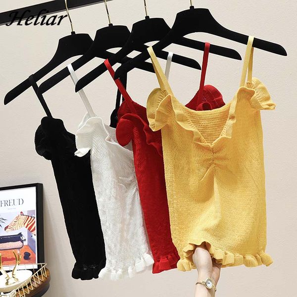 heliar ruffles camisoles knitting spaghetti sling yellow vest female camis 2019 summer casual tied solid female camisoles, White
heliar ruffles camisoles knitting spaghetti sling yellow vest female camis 2019 summer casual tied solid female camisoles, White