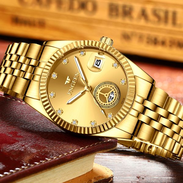 new fashion men gold watches mens waterproof full steel quartz watch male clock calendar luminous relogio masculino, Slivery;brown
new fashion men gold watches mens waterproof full steel quartz watch male clock calendar luminous relogio masculino, Slivery;brown