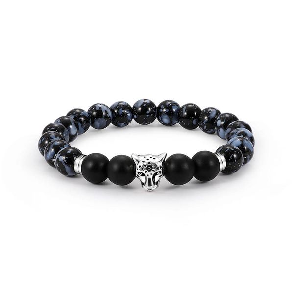 energy scrub natural stone men's bracelet charm leopard head volcanic stone silver elastic bracelets for women & men, Black
energy scrub natural stone men's bracelet charm leopard head volcanic stone silver elastic bracelets for women & men, Black