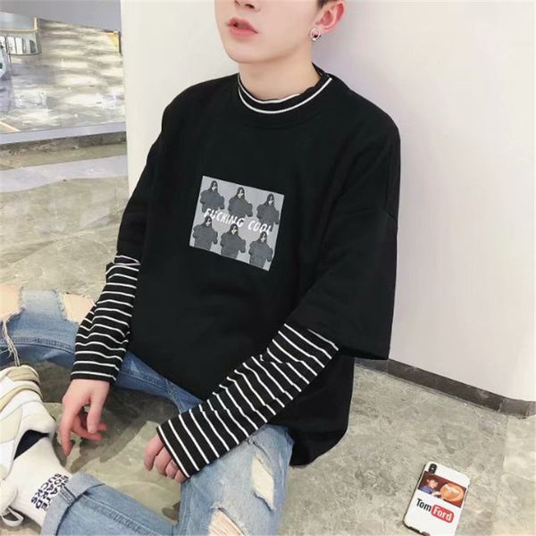 men clothes six girls t shirt with print fashion loose o neck black white striped long sleeve t shirt men camiseta masculina, White;black
men clothes six girls t shirt with print fashion loose o neck black white striped long sleeve t shirt men camiseta masculina, White;black