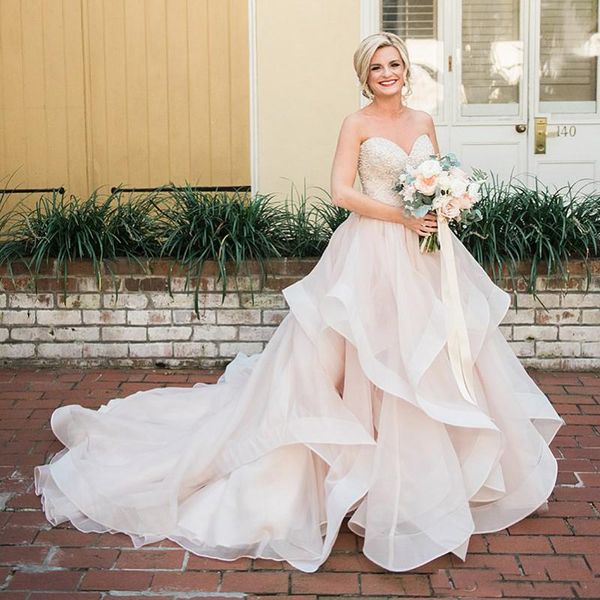 modest country wedding dresses sweetheart beaded ruffles tulles blush boho wedding dress sweep train plus size bridal gowns, White
modest country wedding dresses sweetheart beaded ruffles tulles blush boho wedding dress sweep train plus size bridal gowns, White