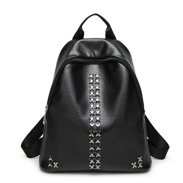 2018 new women's brands college bag fashion rivet simple trend shoulders crossbody backpack pu material solid black soft case
2018 new women's brands college bag fashion rivet simple trend shoulders crossbody backpack pu material solid black soft case