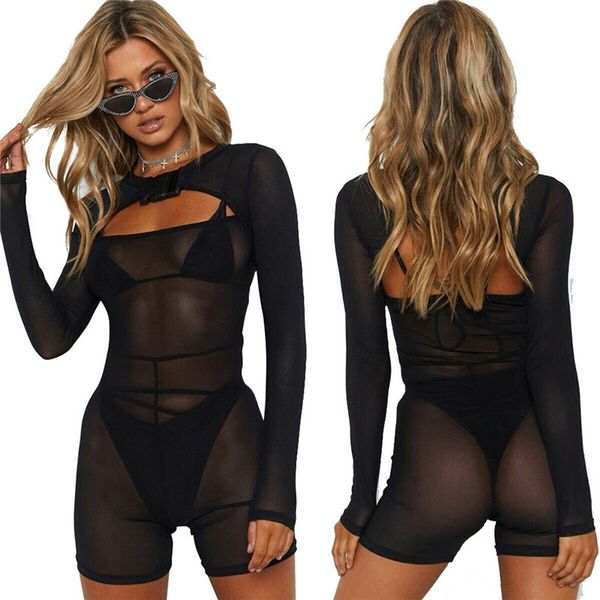 women's see through sheer mesh buckle jumpsuit shorts beach bikini cover up, Black;white
women's see through sheer mesh buckle jumpsuit shorts beach bikini cover up, Black;white