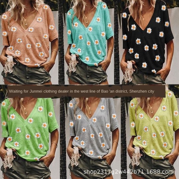 2020 short-sleeved daisy printed v-neck 2020 t-shirt short-sleeved daisy printed v-neck t-shirt top, White
2020 short-sleeved daisy printed v-neck 2020 t-shirt short-sleeved daisy printed v-neck t-shirt top, White