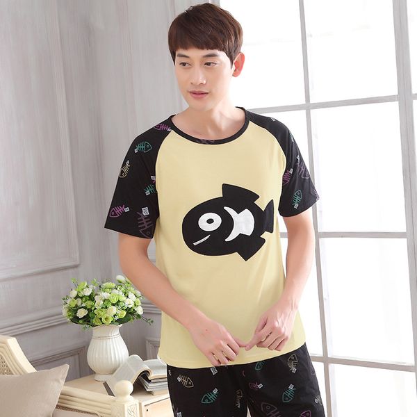 men's sleepwear men cute cartoon cotton thin youth pajamas 2021 summer leisure home two piece pajama sets, Black;brown
men's sleepwear men cute cartoon cotton thin youth pajamas 2021 summer leisure home two piece pajama sets, Black;brown