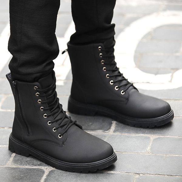 fashion sports boots men's high-british style-style long tube walking shoes, Black
fashion sports boots men's high-british style-style long tube walking shoes, Black
