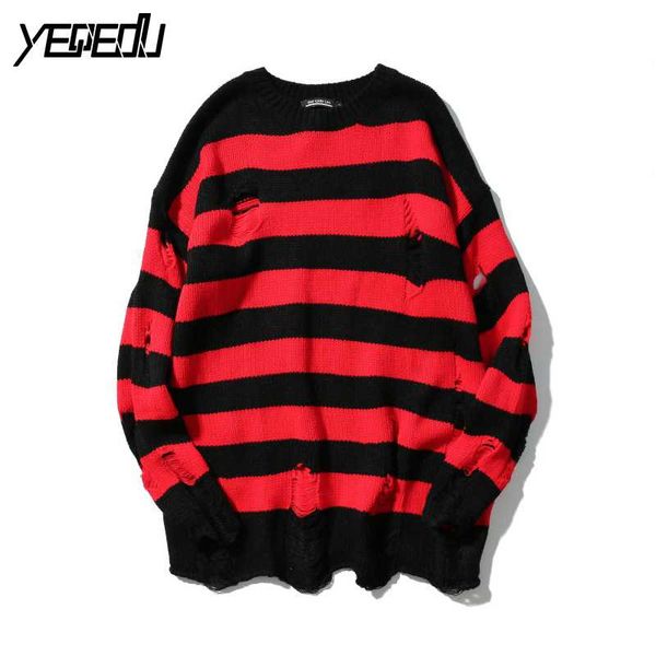 #1502 2019 spring autumn sweaters red black striped hip hop sweater men with holes fashion oversized high street loose knitted, White;black
#1502 2019 spring autumn sweaters red black striped hip hop sweater men with holes fashion oversized high street loose knitted, White;black