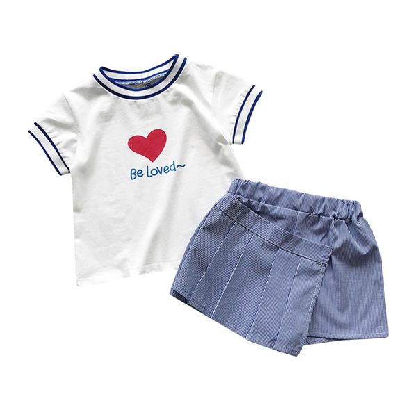 2019 fashion toddler baby kids girls heart striped print t-shirt ruched shorts pants set baby girls clothes newborn clothes, White 
2019 fashion toddler baby kids girls heart striped print t-shirt ruched shorts pants set baby girls clothes newborn clothes, White