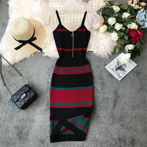 New Fashion Slim Summer Striped Print Knitted Cotton Sheath Midi Dress Women Spaghetti Strap Casual Party Bodycon Vestidos
New Fashion Slim Summer Striped Print Knitted Cotton Sheath Midi Dress Women Spaghetti Strap Casual Party Bodycon Vestidos
