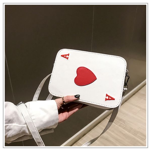 women korean funny messenger bag one shoulder bag playing cards heart print zipper cubes crossbody female
women korean funny messenger bag one shoulder bag playing cards heart print zipper cubes crossbody female