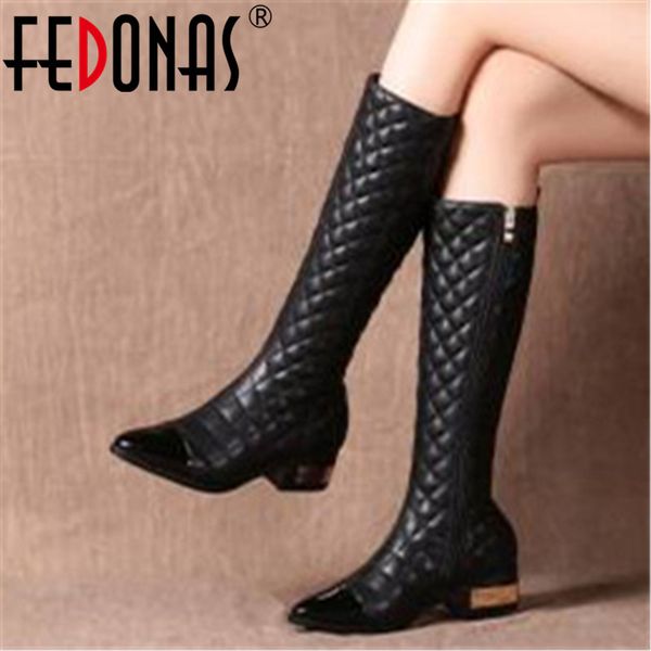 fedonas brand gingham leather women knee high boots winter warm long riding boots low heels big size party shoes woman, Black
fedonas brand gingham leather women knee high boots winter warm long riding boots low heels big size party shoes woman, Black