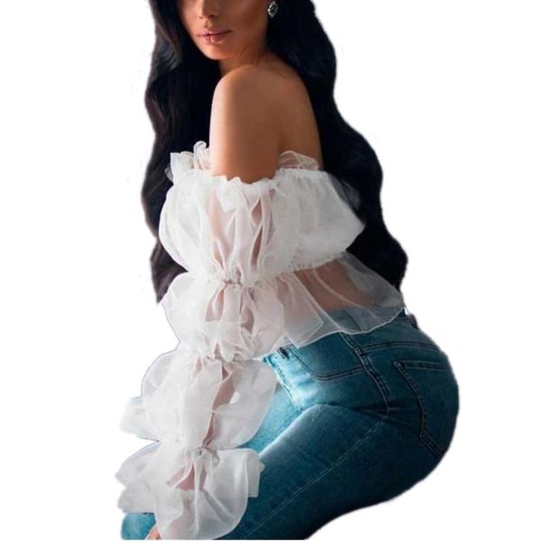 women summer off shoulder ruffle long sleeve see through shirts blouses women chiffon blouse shirt female, White
women summer off shoulder ruffle long sleeve see through shirts blouses women chiffon blouse shirt female, White