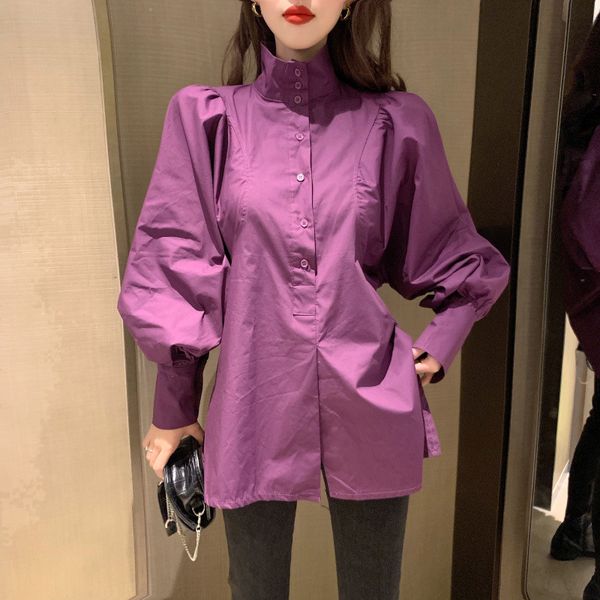 women's blouses & shirts 2021 fashion spring autumn women casual loose button midi long blouse female solid stand collar sleeve 1792, White
women's blouses & shirts 2021 fashion spring autumn women casual loose button midi long blouse female solid stand collar sleeve 1792, White
