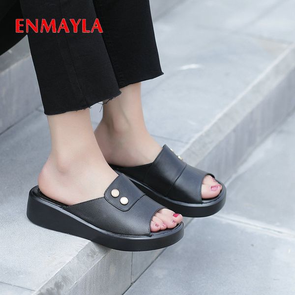 enmayla genuine leather shoes women designers solid 2020 women plus size shoes summer outside fashion slippers, Black
enmayla genuine leather shoes women designers solid 2020 women plus size shoes summer outside fashion slippers, Black