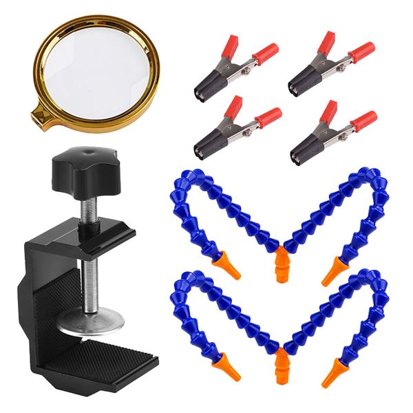 flexible 4 arm third helping hands soldering tool pcb holder workstation tableclamp base kit w/ magnifying for hobby, jewelry & repair
flexible 4 arm third helping hands soldering tool pcb holder workstation tableclamp base kit w/ magnifying for hobby, jewelry & repair