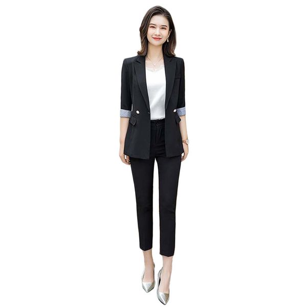 women's suits & blazers black blazer women 2021 spring summer korean office fashion casual 7 point sleeve pocket white temperament slim, White;black
women's suits & blazers black blazer women 2021 spring summer korean office fashion casual 7 point sleeve pocket white temperament slim, White;black