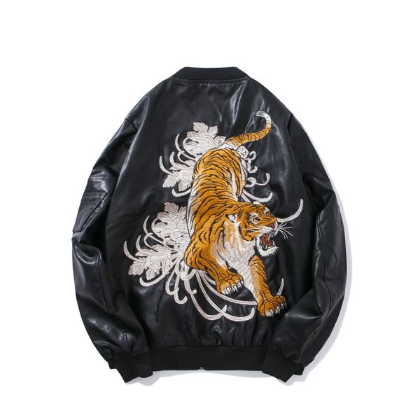 leather mens tiger embroidered baseball uniform autumn and winter new motorcycle pu leather jacket popular brand air force flight jacket, Black
leather mens tiger embroidered baseball uniform autumn and winter new motorcycle pu leather jacket popular brand air force flight jacket, Black