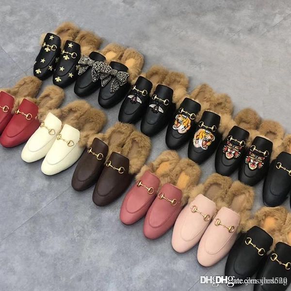 classic male half slippers with authentic soft cowhide flat bottom metal buckle hair slippers embroidered designer woman warm wool slippers, Black
classic male half slippers with authentic soft cowhide flat bottom metal buckle hair slippers embroidered designer woman warm wool slippers, Black