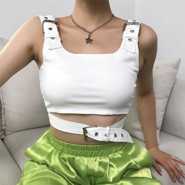 women's tanks & camis tiesome spring summer 2021 irregular shoulder strap japanese buckle hollow out vest women black female clothing, White
women's tanks & camis tiesome spring summer 2021 irregular shoulder strap japanese buckle hollow out vest women black female clothing, White