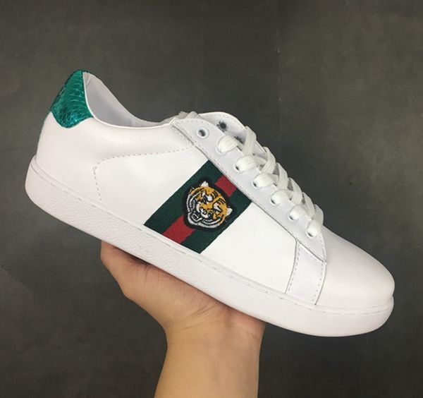 2019 new bees shoes embroidered mens and womens ace genuine leather sneakers black casual shoes size 36-45