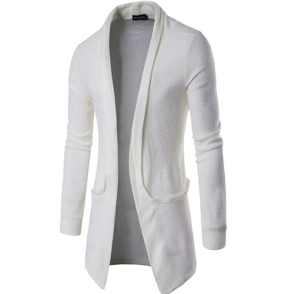autumn and winter new fashion long men's cardigan fashion knit warm pocket sweater, White;black
autumn and winter new fashion long men's cardigan fashion knit warm pocket sweater, White;black