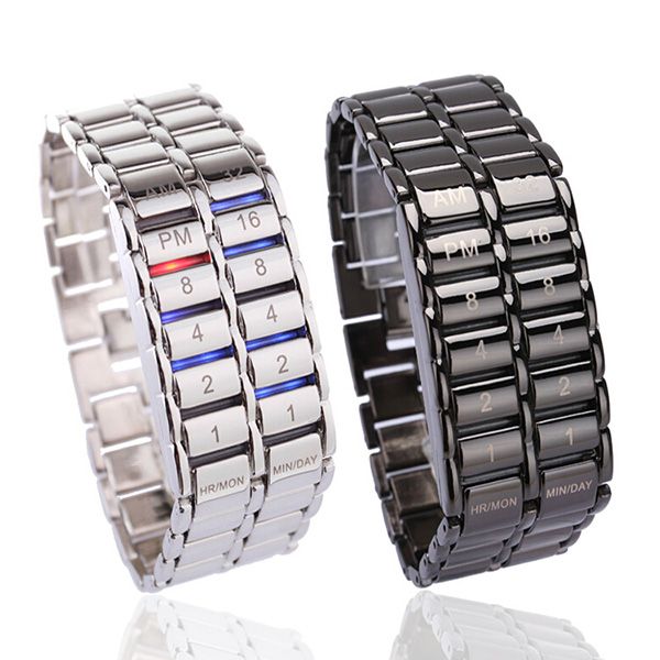 men's binary led digital quartz wrist watch father's day fashion creative gift b99, Slivery;brown
men's binary led digital quartz wrist watch father's day fashion creative gift b99, Slivery;brown