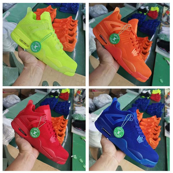 

2019 new 4 iv 4s knit mens summer basketball shoes university red volt hyper royal blue total orange trainers sports sneakers size 7-13