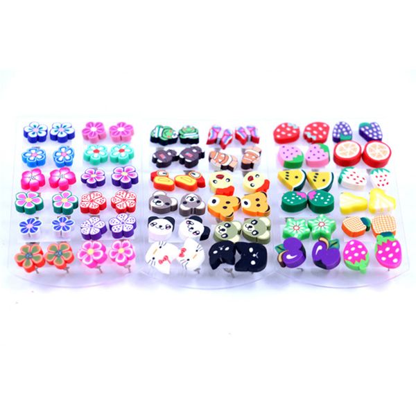 12 pairs wholesale mixed styles handmade fimo polymer clay fruits earrings baby girls children birthday gift, Golden;silver
12 pairs wholesale mixed styles handmade fimo polymer clay fruits earrings baby girls children birthday gift, Golden;silver