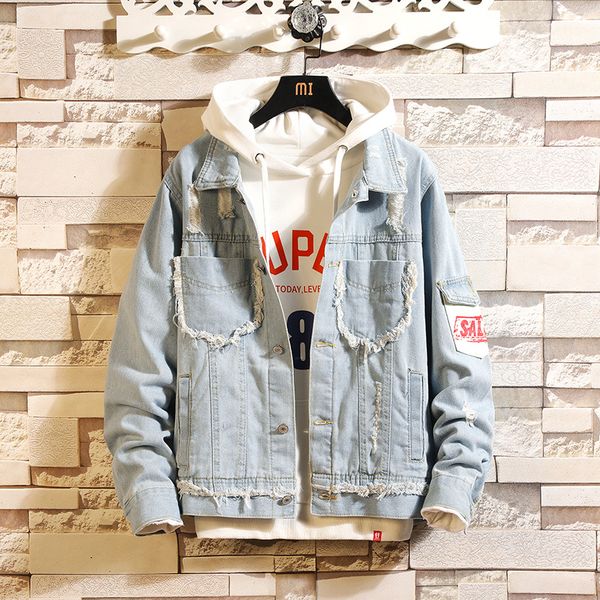 denim jacket men 2020 spring new multi-pocket casual denim jackets hip hop style men's hole decoration clothing cotton, Black;brown
denim jacket men 2020 spring new multi-pocket casual denim jackets hip hop style men's hole decoration clothing cotton, Black;brown