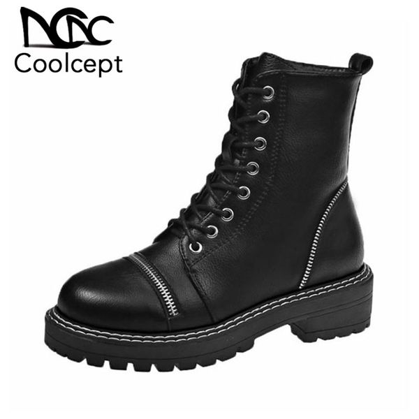 coolcept women winter short boots fashion side zipper lace up ridding boots warm thick fur platform outdoor footwear size 35-40, Black
coolcept women winter short boots fashion side zipper lace up ridding boots warm thick fur platform outdoor footwear size 35-40, Black